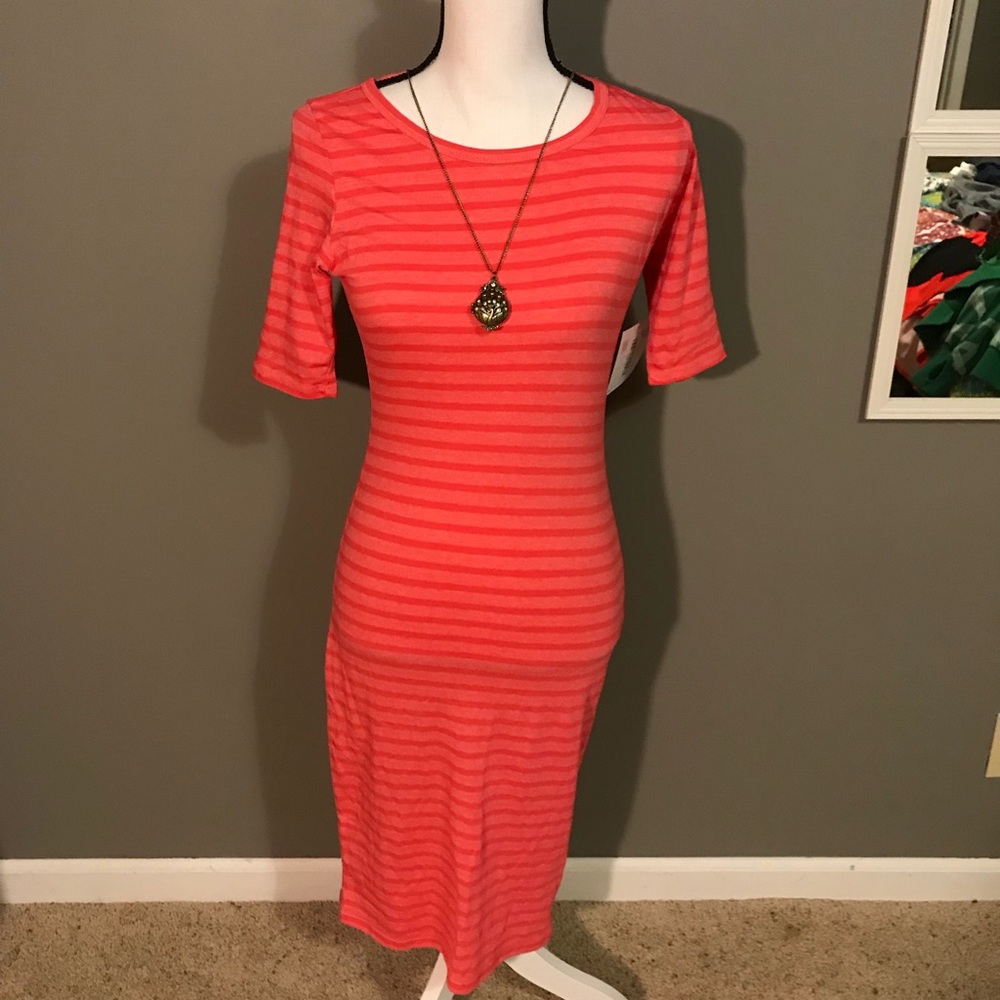 Lularoe Pink striped Julia Dress